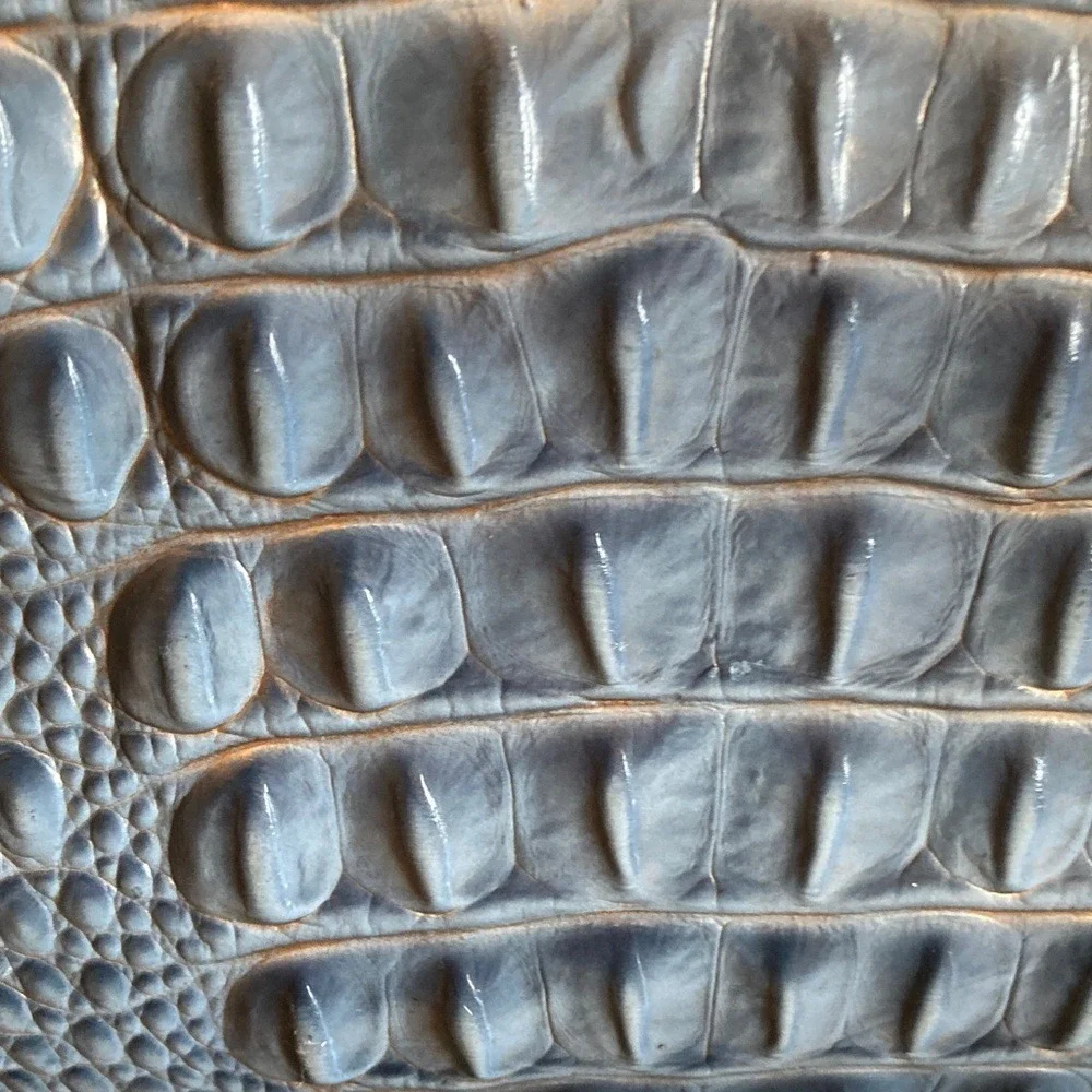 Brahmin Womens Large Duxbury Satchel Purse Blue Gold Metallic Croc Embossed‎